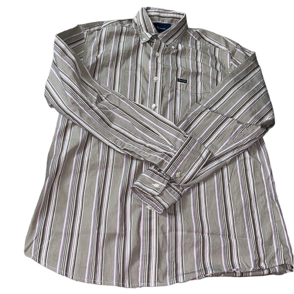 Faconnable Striped Button Down Shirt, Size Medium